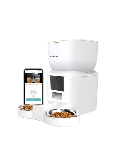Qq025-dual Kameralı Akıllı Otomatik Kedi Mama Kabı, 480p, Gece Görüşlü, 2.4ghz, 4lt, Çift Metal Kase
