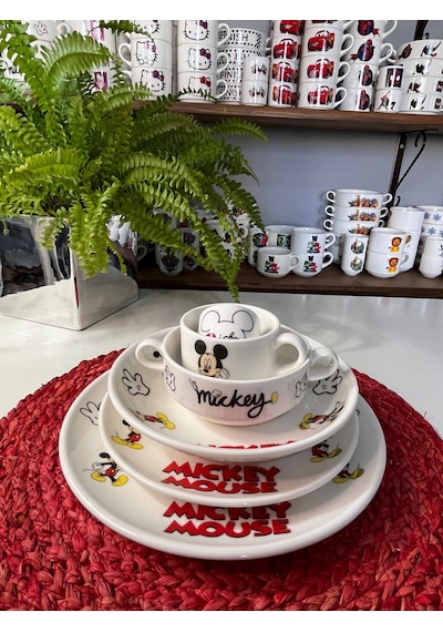 6 Parça Mickey Mouse Model Çocuk Bebek Yemek Takımı Beslenme Seti Çok Renkli