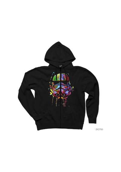 Star Wars Helmet Siyah Fermuarlı Kapşonlu Sweatshirt Siyah