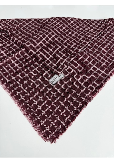 Eripek Desenli Flamalı Keten Eşarp- 06112 Bordo