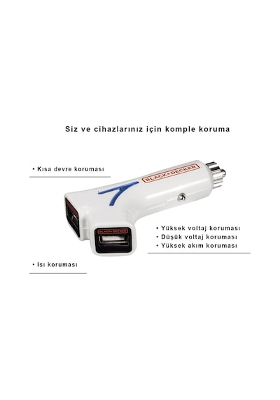Black&Decker Pıusb2Be 3.1 Amper Çift Çıkışlı Usb Araç Şarj  Cihazı