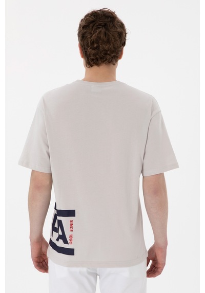 U.S. Polo Assn. Erkek Comfort Fit Bisiklet Yaka Açık Gri Tişört 50306879-VR001