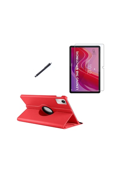 Lenovo Tab M11 Tb-330fu Uyumlu Kılıf Dönebilen Standlı Tablet Kılıfı + Ekran Koruyucu + Kalem