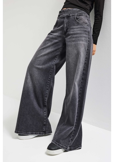 Itsbasic Kadın Füme 4s6-14 Palazzo Fit Kemer Detaylı Elastan Kumaş Denim Jean Itsbasic Kadın Füme 4s6-14 Palazzo Fit Kemer Detaylı Elastan Kumaş Denim Jean