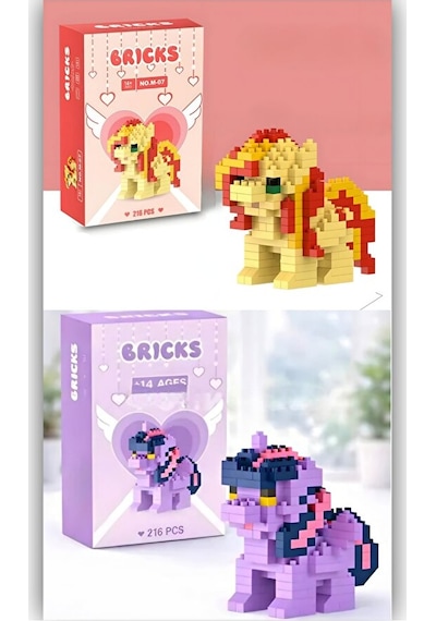 Brıcks Pony Figür Seti 2 Li Twilight Sparkle & Sunset Shimmer Yapı Blok Koleksiyonluk Hobi
