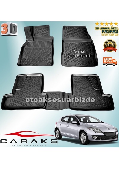 Renault Megane 3 3D Paspas Havuzlu Siyah Hb 2009-2016 Arasıcaraks