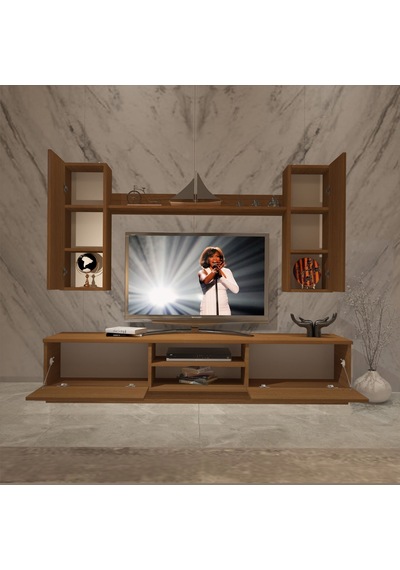 Decoraktiv Eko 5db Mdf Dvd Tv Ünitesi Tv Sehpası Ceviz