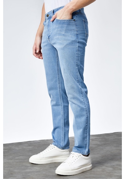 HLT Jeans Erkek Buz Mavi Regular Fit Boru Paça Esnek Likralı Jeans Kot Pantolon Hlthe001981 Buz Mavisi