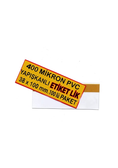 400 Micron Pvc Malzeme Arkası Güçlü Yapışkanlı Raf Önü Fiyat Etiketliği 38 X 100 Mm. 100 Lü Pk