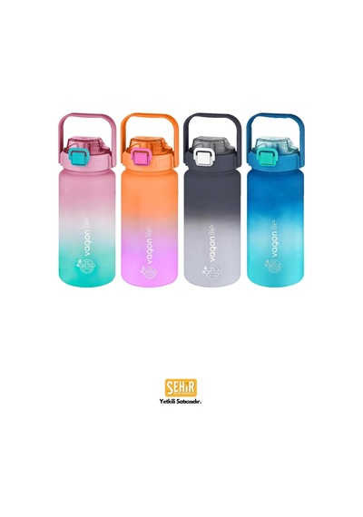 Lexroo Vagonlife 1500ml Pipetli/pipetsiz Kullanım Kulplu Askılı Çift Renkli Tritan Motivasyon Çok Renkli