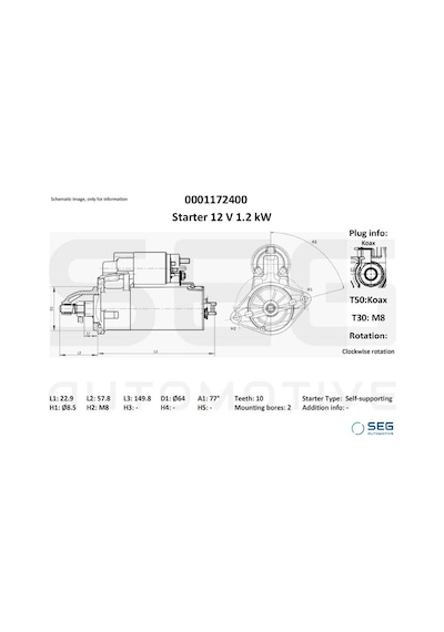 Marş Dinamosu - Fiat Tipo, 500, Panda, Grande Punto, Punto, Doblo, Fiorino, Qubo, Idea, Strada, Linea, Palio, Siena, Egea, Mito - Boem-9s5111000bb