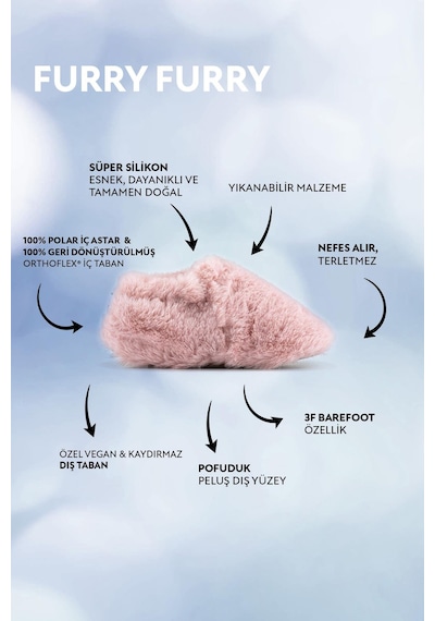 Furry Kırık Beyaz Kürk Barefoot Patik Kırık Beyaz