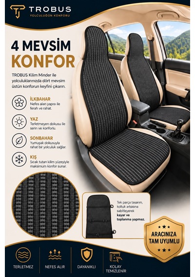 Ford Ranger 2012-2018 Üniversal Örme Ön 2 Parça Minder Terletmez Kaymaz Taban Füme