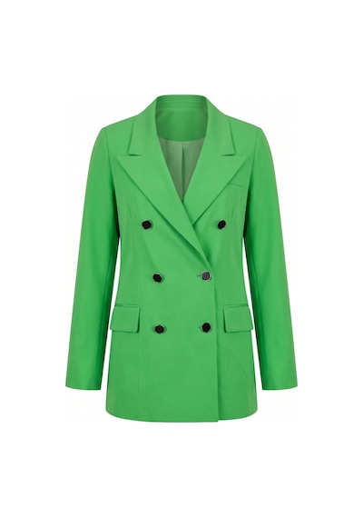 CEMO Yeşil Çift Düğmeli Kruvaze Blazer Ceket Fıstık Yeşili