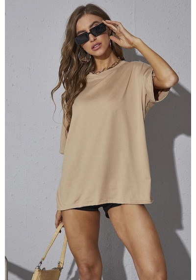 Unisex Pamuklu T-shirt Bej