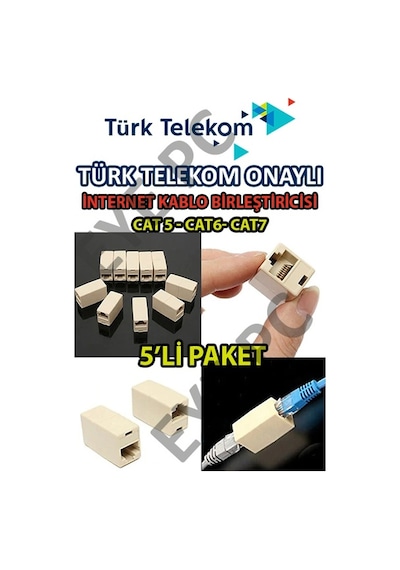 5 Adet Eternet Kablosu Birleştirici Jak Plug Cat5 6 7