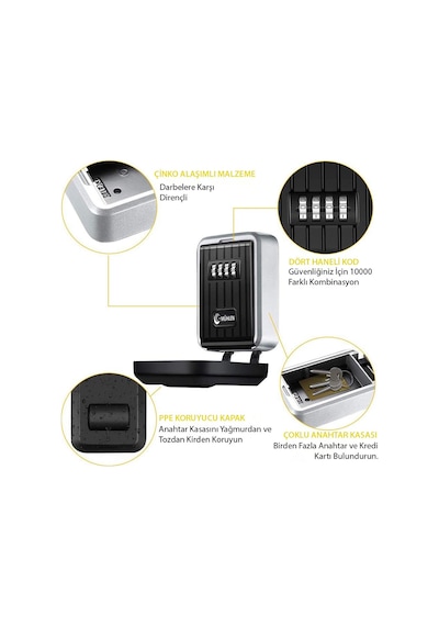 Mühlen Safe Key 6 Şifreli Çelik Kasa Anahtar Kasası Kutusu Anahta