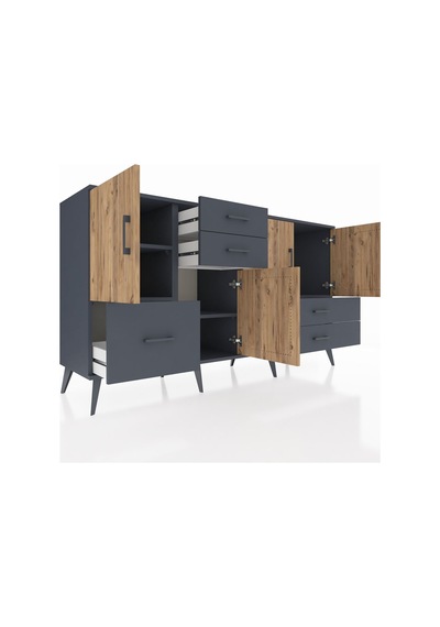Kronos Konsol 4 Raflı 5 Çekmeceli 4 Kapaklı 176x59x99 Antrasit-ça Antrasit-çam/antrasit Kronos Konsol 4 Raflı 5 Çekmeceli 4 Kapaklı 176x59x99 Antrasit-ça Antrasit-çam/antrasit