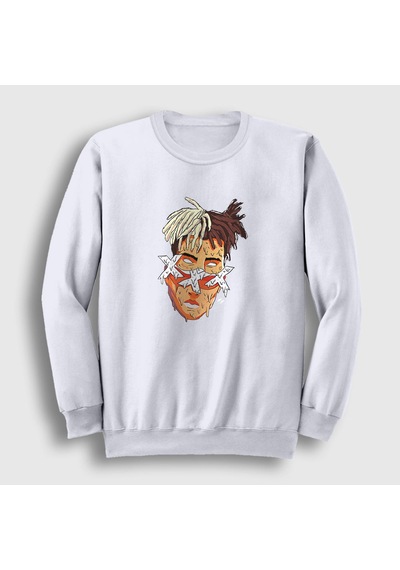 Presmono Unisex Melting Xxxtentacion Sweatshirt Beyaz