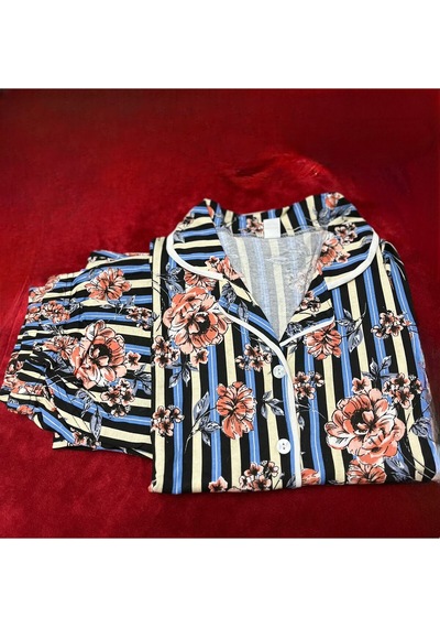 Novavita Yenihayat Düğmeli Pijama Takımı Çok Renkli