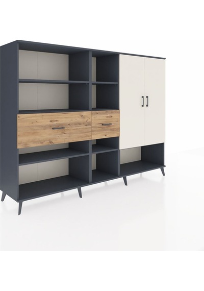 Hyperion Dolap 10 Raflı 2 Çekmeceli 2 Kapaklı 220x44x163 Antrasit Antrasit-aytaşı/çam Hyperion Dolap 10 Raflı 2 Çekmeceli 2 Kapaklı 220x44x163 Antrasit Antrasit-aytaşı/çam
