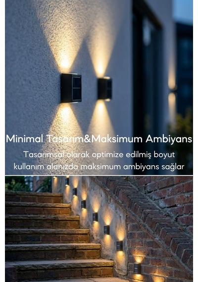Technosmart Çift Yönlü Solar Duvar Apliği 2 Li Set Sarı