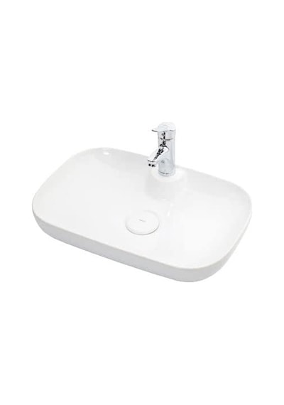 TEZGAH ÜSTÜ LAVABO 60X40 CM BATARYA DELİKLİ BEYAZ