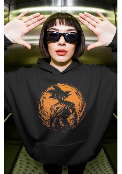Sevbano Son Goku Dragon Ball Anime Ön Baskılı Unisex Oversize Premium Hoo Siyah