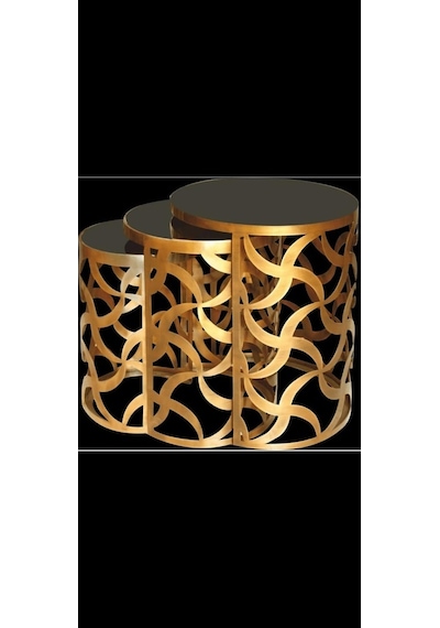 Zigon Zlf Sehpa Cnc Rüzgar Gülü Model Metal Gold Renk Siyah Düz C
