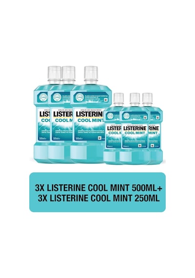 Listerine Cool Mint Ağız Bakım Suyu 500 ml x3 + 250 ml x3