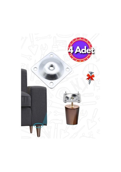 M8 Tabla Metal Kare Tabla Sacı Baza Ayağı Tablası Sehpa Tablası Ince Diş Tabla 50 X 50 Mm 4 Adet Mob