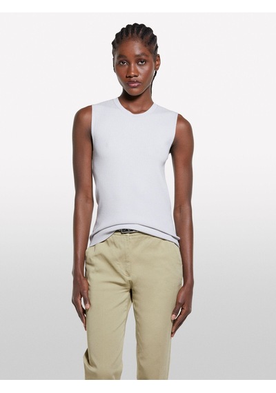 Sisley Viskoz Karışımlı Kolsuz Slim Fit Triko Bluz Kadın Gri Bluz - 325p17q3m105s
