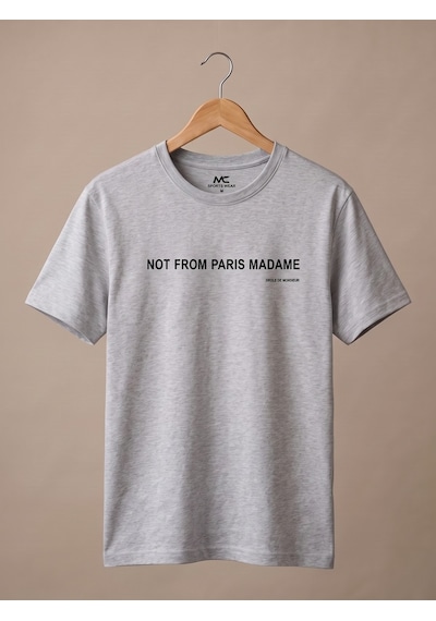 Maccali Erkek Gri Not From Paris Baskılı Bisiklet Yaka Tişört