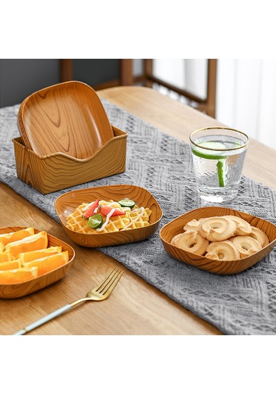 El İşi Ahşap Meze Tepsileri Seti 9 - Partiler Ve Ev Dekorasyonu İçin Kare Tatlı Tabaklar