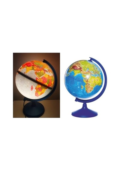 Işıklı Küre - 26 Cm - Hem Siyasi Hem Fiziki Dünya Küresi En Eğitici Yerküre Harita 1000 x 1500 CM