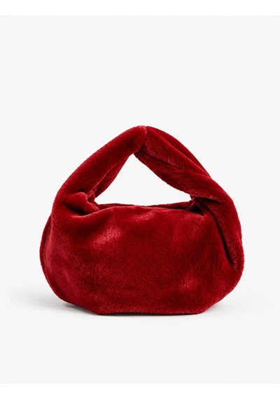 Koton Fermuarlı Peluş El Çantası - Koton X Sibil Çetinkaya Bordo 7wak30089aa