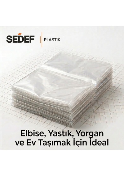 90x130 Kalın Taşıma Torbası Şeffaf Taşınma Torbası 10 Adet