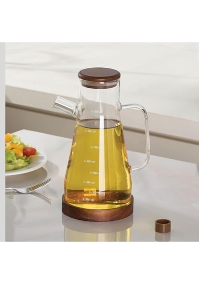 Bambu Kapaklı Borosilikat Cam Yağdanlık 900 Ml 0