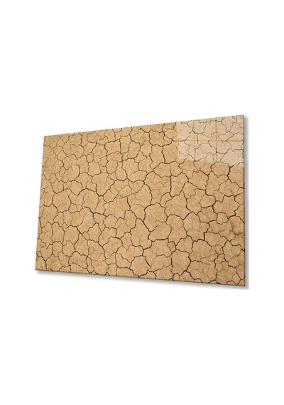 Çöl Kuru Çatlak Toprak 4mm Dayanıklı Cam Tablo Temperli Cam, Desert Dry Cracked Soil Glass Wall Art
