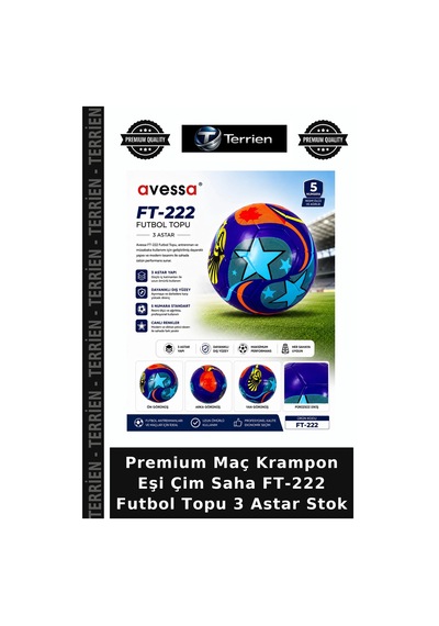 Premium Maç Krampon Eşi Çim Saha Ft-222 Futbol Topu 3 Astar Stok Çok Renkli
