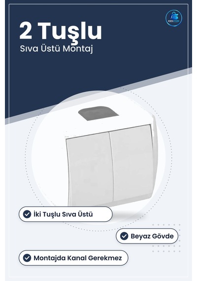 Komütatör Çiftli Sıva Üstü Lamba Anahtarı Beyaz Aydınlatma Ve Cih