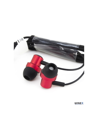 Winex Mıknatıslı Metal Mikrofonlu Kablolu Kulakiçi Kulaklık Kırmızı