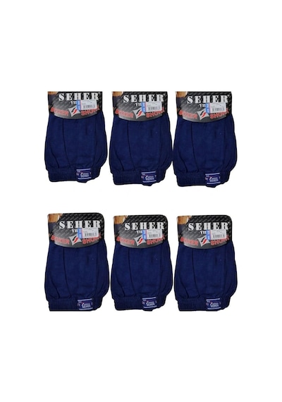 6 Lı Paket Seher Yıldızı Pamuklu Penye Düğmeli Erkek Boxer 0008 Lacivert