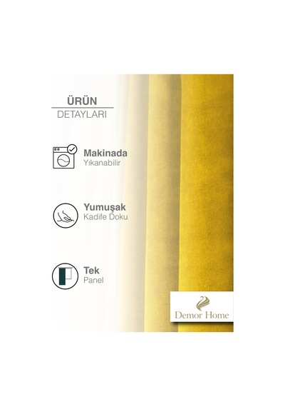 Br Demor Home 1/2 Sık Pile Acem Lalesi Sarısı Kadife Dokulu Fon Perde Ütü İstemez En Çok Satılan