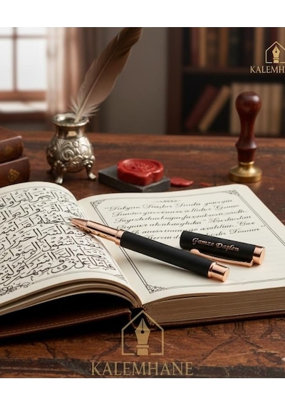 Kişiye Özel Roller Kalem , Kalem Mavi Renk Yazmaktadır Rose Gold Siyah