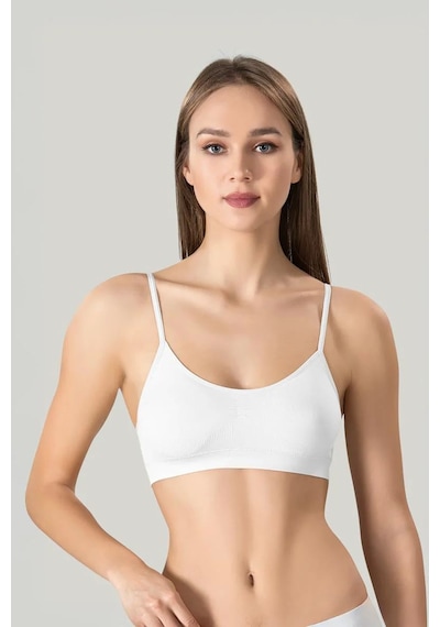 İkikareshop Kadın Ince Askılı Pedli Büstiyer Yarım Atlet Sütyen 3lü Set Çok Renkli