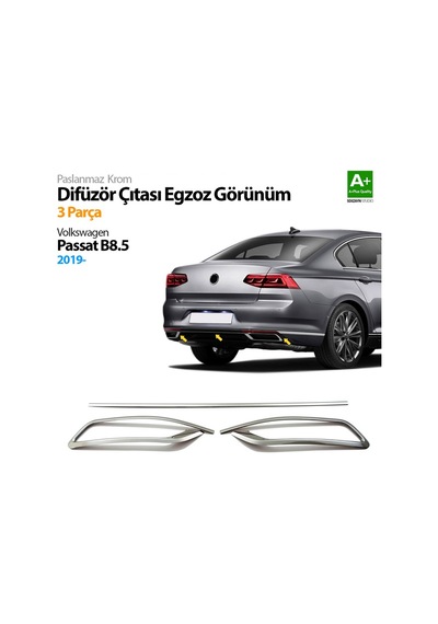 Vw Passat B8.5 Krom Egzoz Görünümü Difüzör Çıtası 3 Parça 2019 ve N11.3969