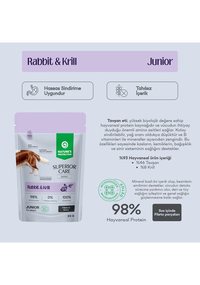 Nature S Protection Superior Care Tavşanlı & Krilli Sos İçinde Yavru Köpek Yaş Maması 85g