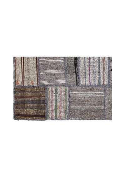 El Dokuması Patchwork Vintage Yün-pamuk Çizgili Halı 1327 160 X 230 Cm Çok Renkli