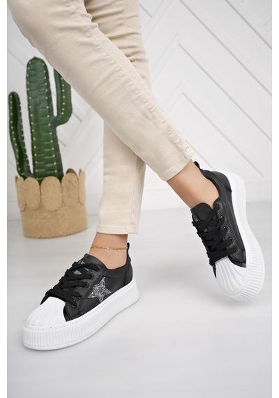 Nesilshoes Nesil Shoes Dvm 7100 Siyah Beyaz Kadın Sneakers Siyah&beyaz